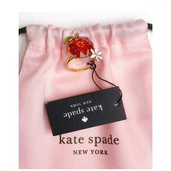 NWT Kate Spade ♠️ SWEET CITRUS ORANGE 12K Gold Plated Brass CZ Stones Ring - Picture 4 of 8
